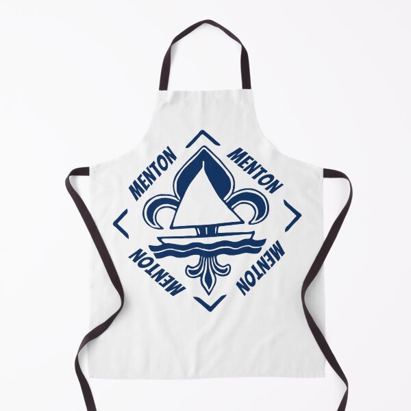 Item preview, Menton Monaco, Provence Alpes Cote d'Azur, France, Mediterranean Sea - French Seaside Resort - Navy Blue Vintage Sailor Logo - Sailing Boat with Heraldic Lily designed and sold by Vintage-TM.