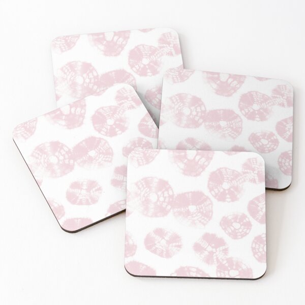 Item preview, Shibori Kumo tie dye soft pink dots over white designed and sold by marufemia.