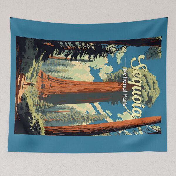 Item preview, Sequoia National Park Illustration Retro designed and sold by KrisSidDesigns.