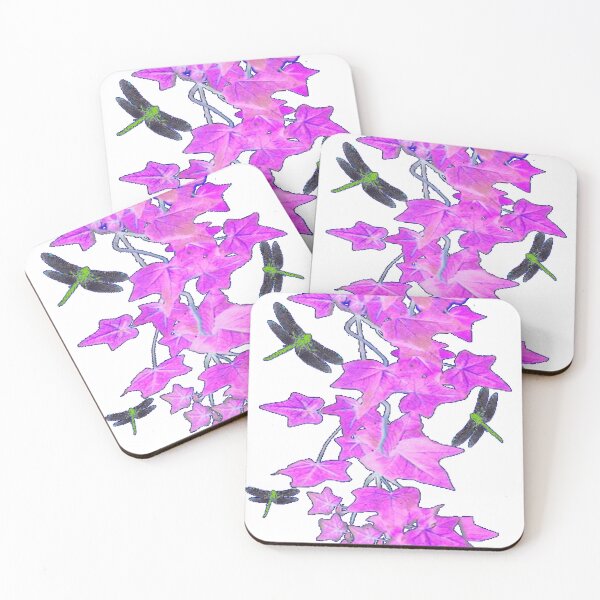 Item preview, LILAC PURPLE IVY VINE BLACK DRAGONFLIES PATTERN ART designed and sold by sharlesart.