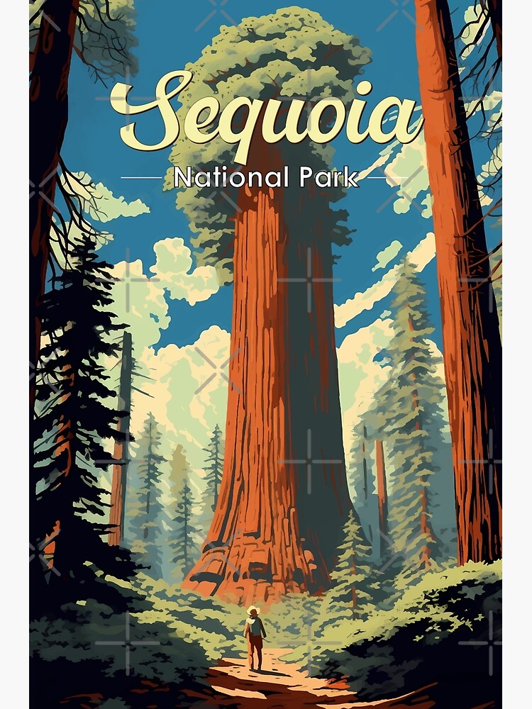 Thumbnail 3 of 3, Photographic Print, Sequoia National Park Illustration Retro designed and sold by KrisSidDesigns.