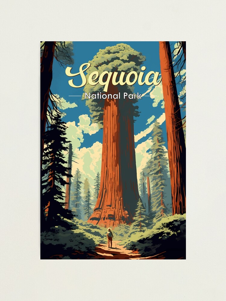 Thumbnail 1 of 3, Photographic Print, Sequoia National Park Illustration Retro designed and sold by KrisSidDesigns.