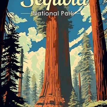 Artwork thumbnail, Sequoia National Park Illustration Retro by KrisSidDesigns