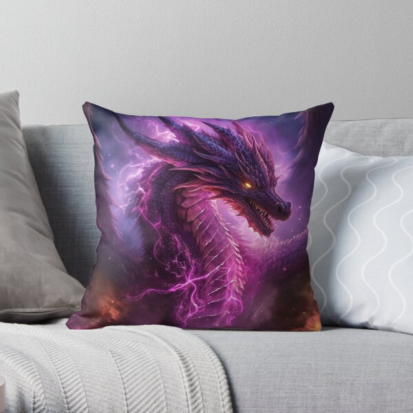 Treble Clef Throw Pillow, Decorative Accent Pillow, Square Cushion Cover,  Indie Music Room, Dragon Art, Funky and Eclectic Home Decor - Purple &  White, Abysm I… in 2023