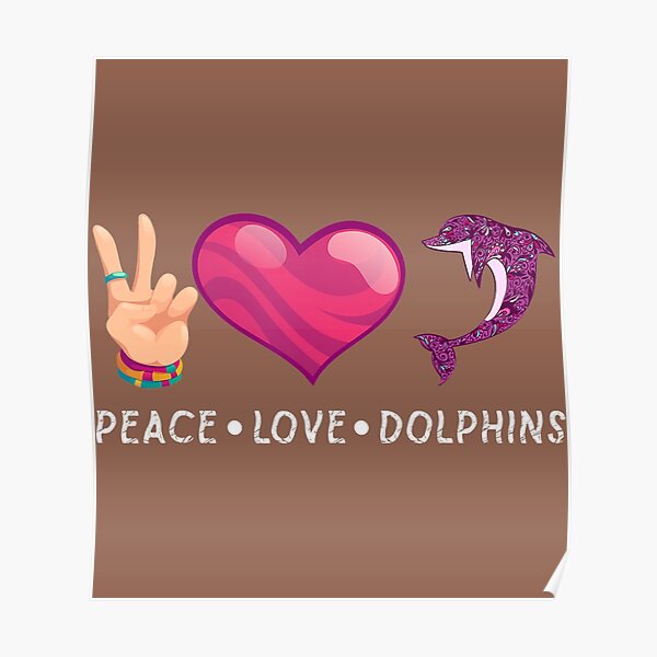 Cute Dolphin Mascot Peace Love Dolphins Kids T-Shirt