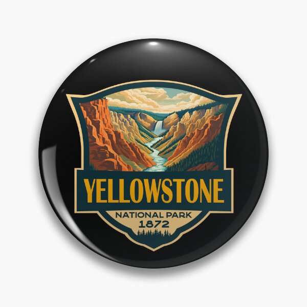 Item preview, Yellowstone National Park Grand Canyon Travel Retro Badge designed and sold by KrisSidDesigns.