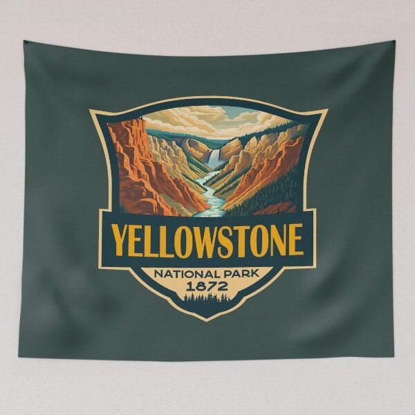 Item preview, Yellowstone National Park Grand Canyon Travel Retro Badge designed and sold by KrisSidDesigns.