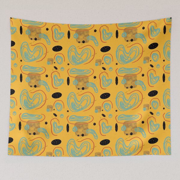 Item preview, Blue orange smooth lines abstract yellow pattern designed and sold by Yana Mustafina | Boho Soulful Designs.