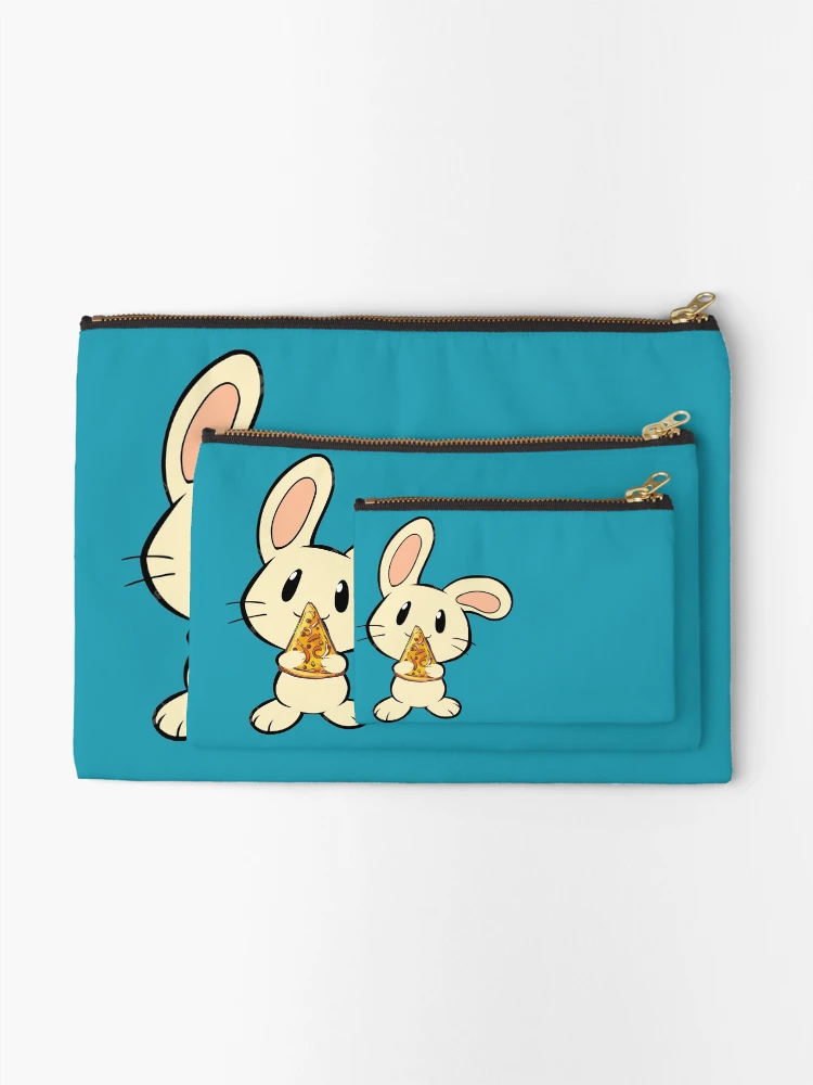 Thumbnail 2 of 4, Zipper Pouch, Pizza Rabbit Transparent Rabbit Gift Bunny Rabbit Art Rabbit Nursery designed and sold by TeesByDesign.