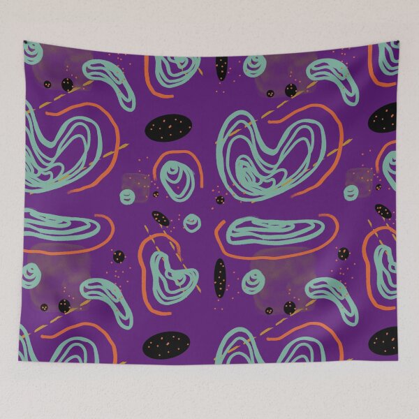 Item preview, Blue orange smooth lines abstract violet pattern designed and sold by Yana Mustafina | Boho Soulful Designs.