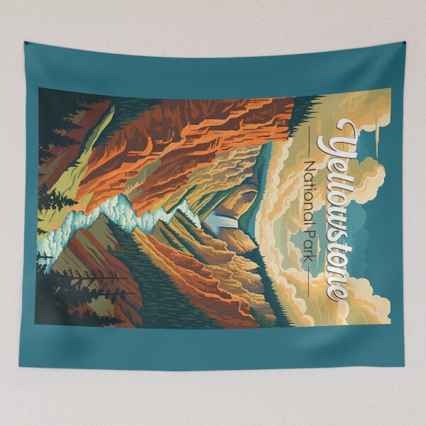 Item preview, Yellowstone National Park Grand Canyon Illustration Retro designed and sold by KrisSidDesigns.