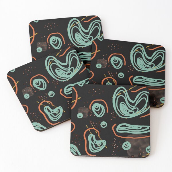 Item preview, Blue orange smooth lines abstract black pattern designed and sold by Yana Mustafina | Boho Soulful Designs.