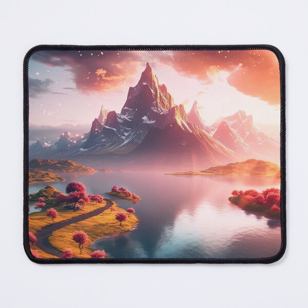 Item preview, Fantasy landscape, lake, mountains and flowering trees designed and sold by iguananick.