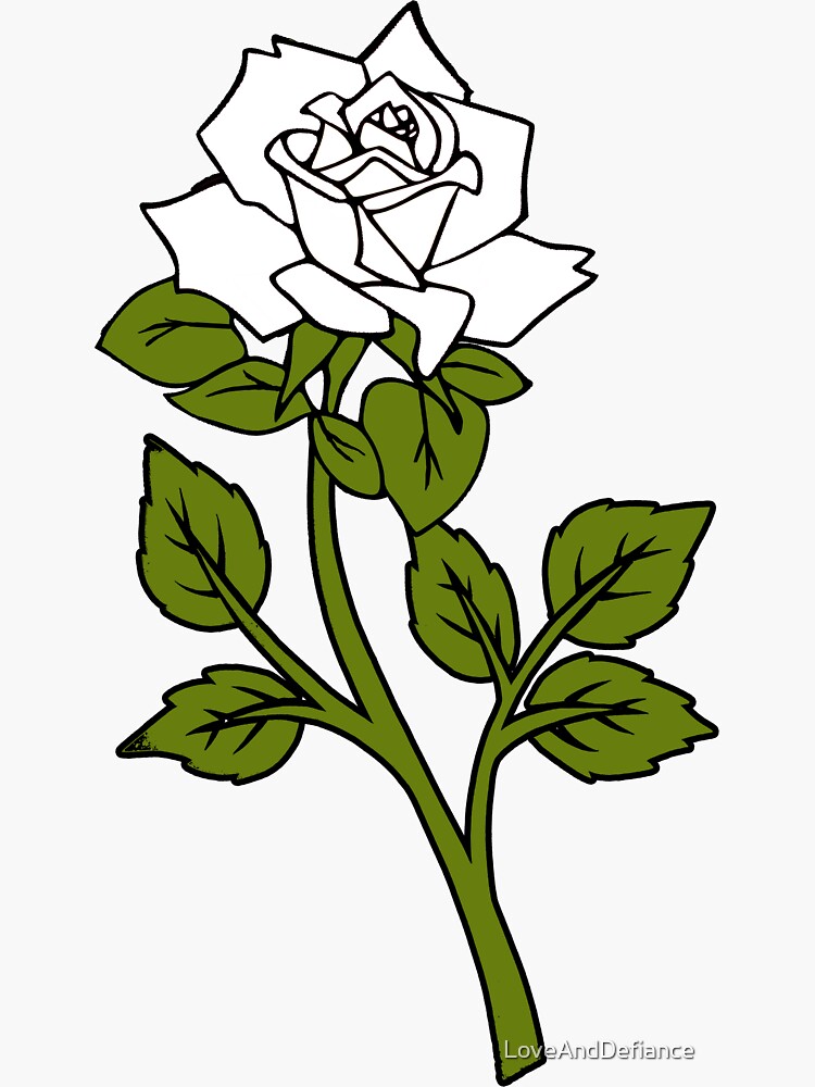 "White Rose" Sticker by LoveAndDefiance Redbubble