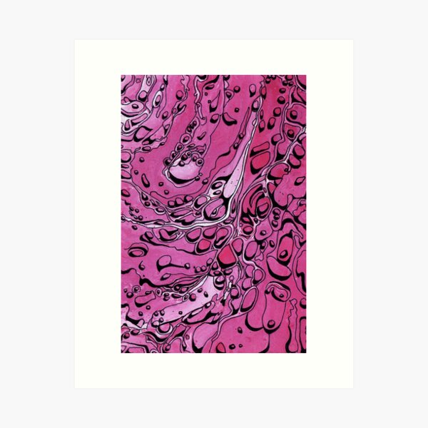 Item preview, Pink - Paint Pour Print with Fineliner Pen Detail designed and sold by Careyfmason.