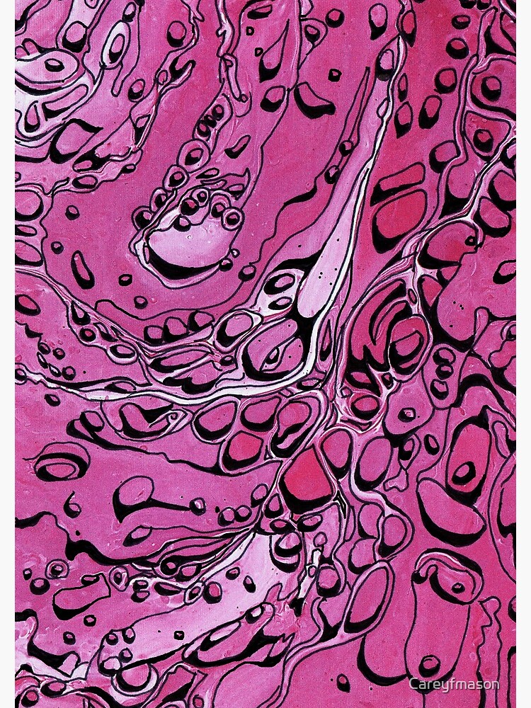 Pink - Paint Pour Print with Fineliner Pen Detail by Careyfmason