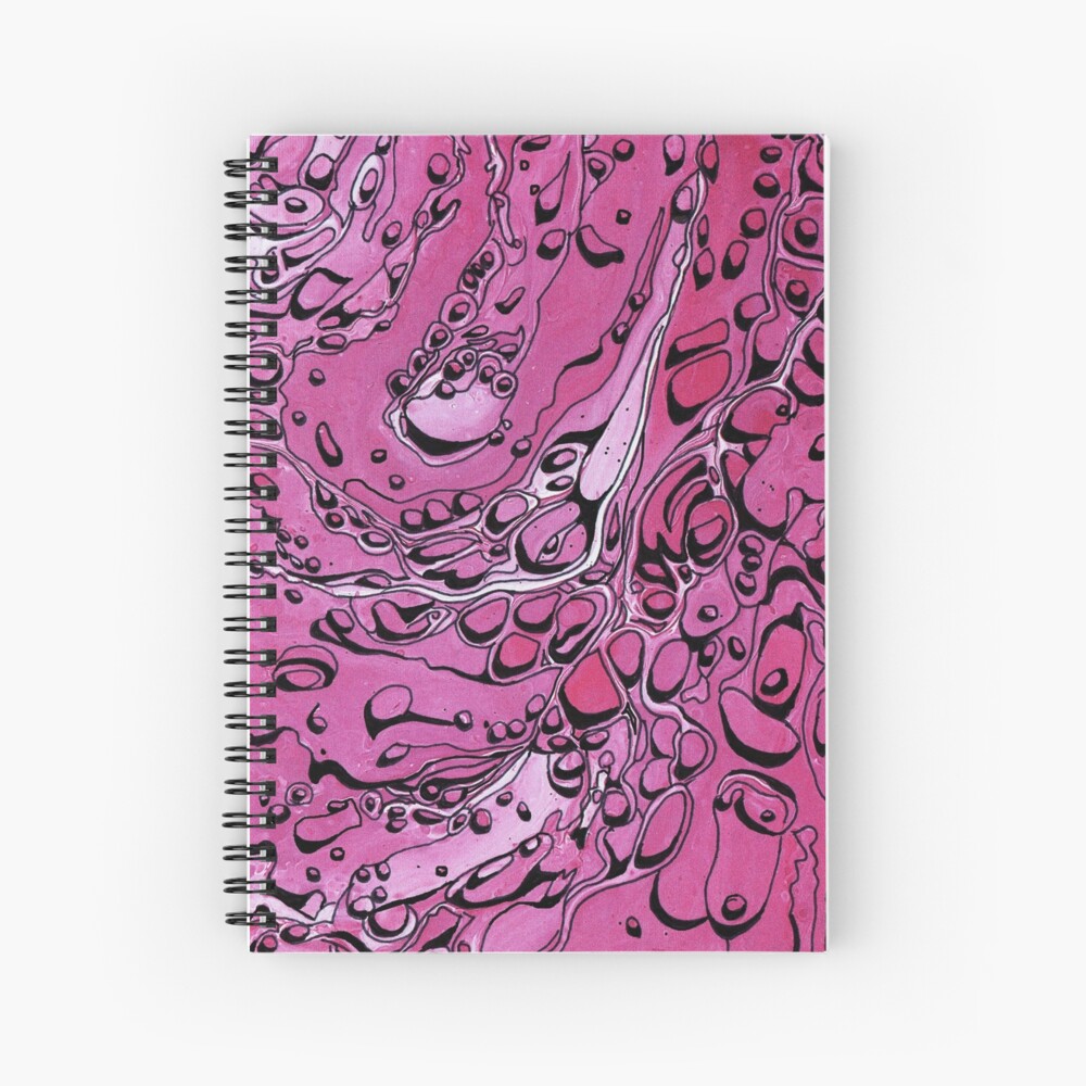 Pink - Paint Pour Print with Fineliner Pen Detail Spiral Notebook