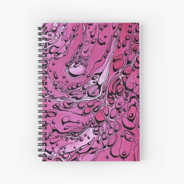 Pink - Paint Pour Print with Fineliner Pen Detail Spiral Notebook