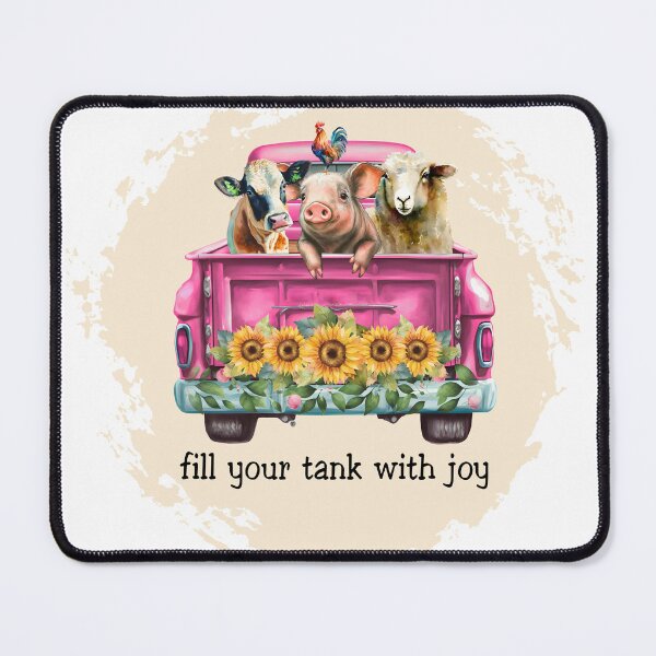 Item preview, Fill your tank with Joy- Pink truck- Farm animals truck- Cute animals- Sunflowers designed and sold by Janetlousart.