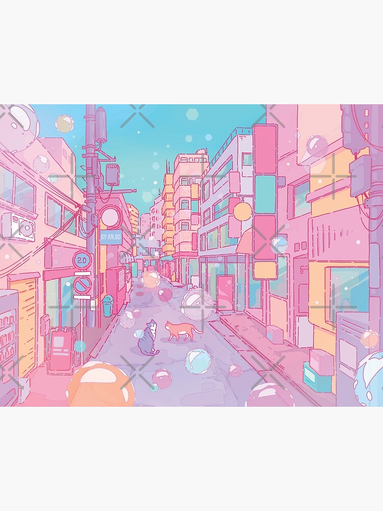 The cute cats in the Tokyo streets (Soft pastel version