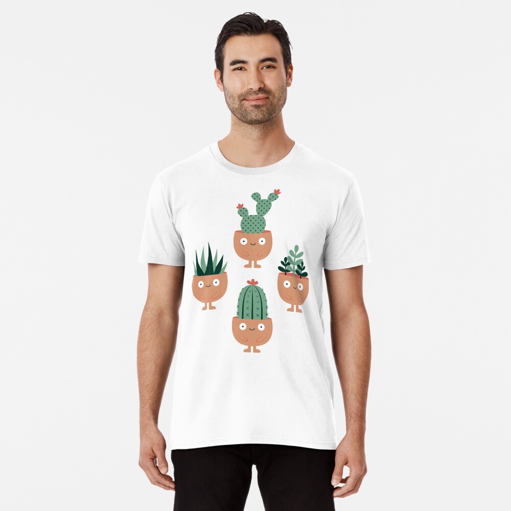 Cute terracotta pots with succulent hairstyles Premium T-Shirt