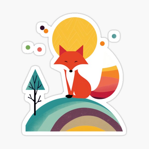 Rainbow Fox by Andy Westface: A Colorful Animal Design Sticker