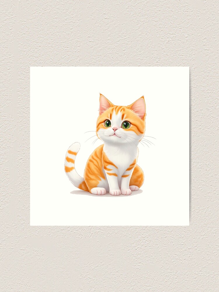 Personalised Ginger & White Cat - Art Print - Standard Print