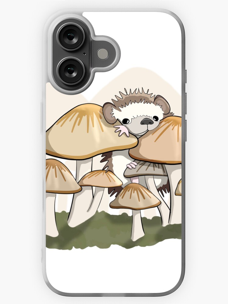 Thumbnail 1 of 5, iPhone Case, Hedgehog in the Mushrooms designed and sold by RhondaLuluArt.
