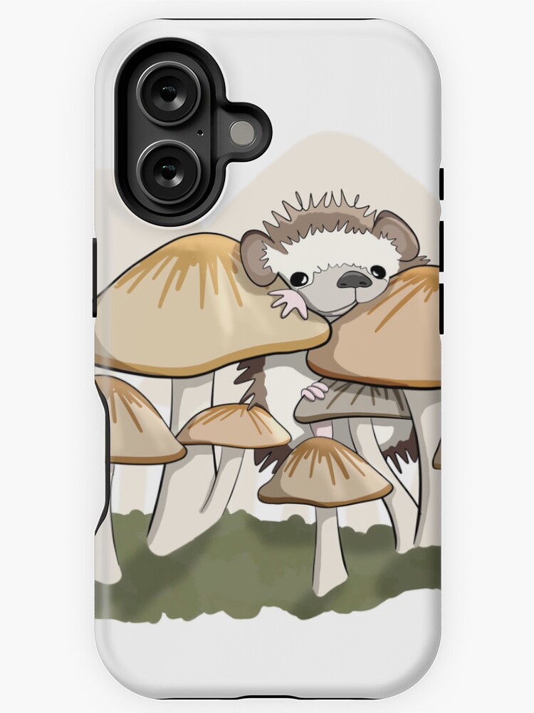 Thumbnail 1 of 4, iPhone Case, Hedgehog in the Mushrooms designed and sold by RhondaLuluArt.