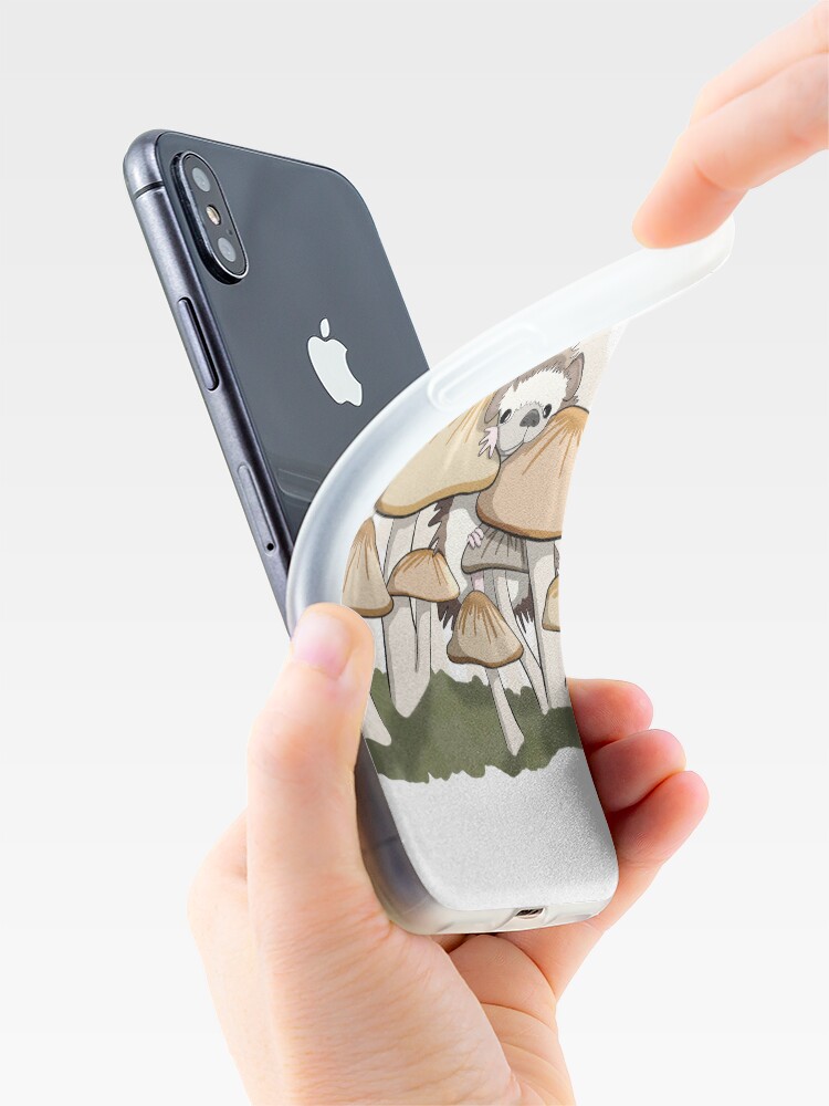Thumbnail 4 of 5, iPhone Case, Hedgehog in the Mushrooms designed and sold by RhondaLuluArt.