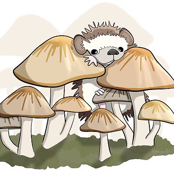 Artwork thumbnail, Hedgehog in the Mushrooms by RhondaLuluArt