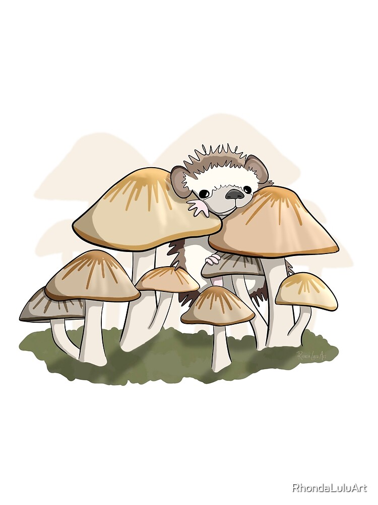 Thumbnail 5 of 5, Graphic T-Shirt, Hedgehog in the Mushrooms  designed and sold by RhondaLuluArt.