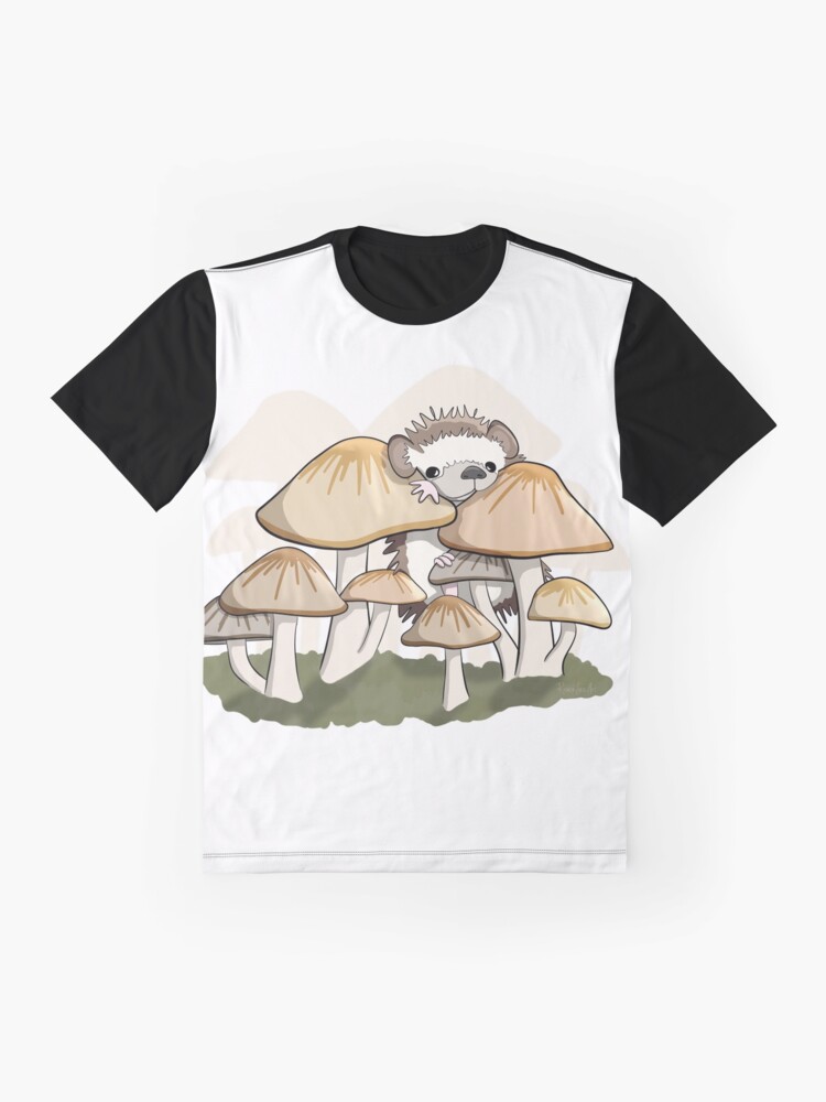 Thumbnail 4 of 5, Graphic T-Shirt, Hedgehog in the Mushrooms  designed and sold by RhondaLuluArt.