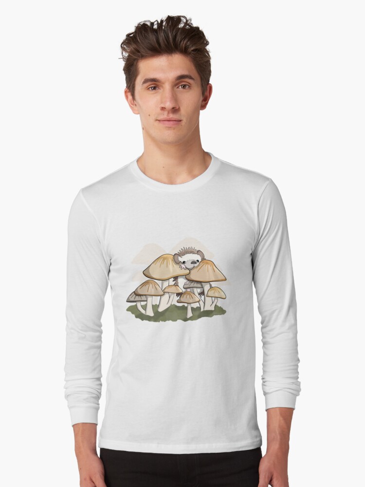 Thumbnail 1 of 5, Long Sleeve T-Shirt, Hedgehog in the Mushrooms designed and sold by RhondaLuluArt.