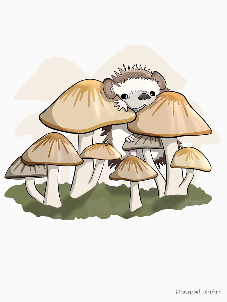 Thumbnail 3 of 3, Baseball ¾ Sleeve T-Shirt, Hedgehog in the Mushrooms designed and sold by RhondaLuluArt.