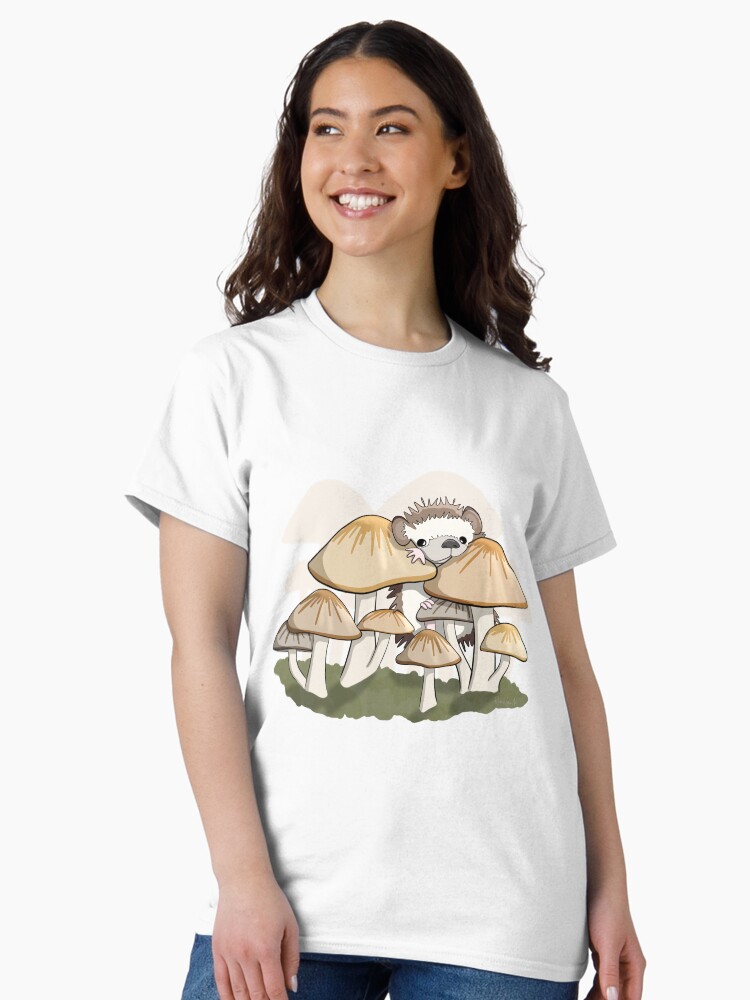 Thumbnail 2 of 7, Classic T-Shirt, Hedgehog in the Mushrooms designed and sold by RhondaLuluArt.