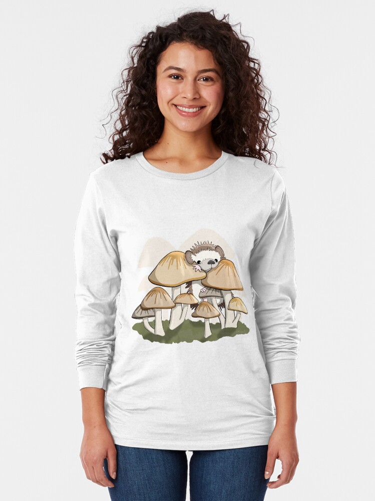 Thumbnail 2 of 5, Long Sleeve T-Shirt, Hedgehog in the Mushrooms designed and sold by RhondaLuluArt.