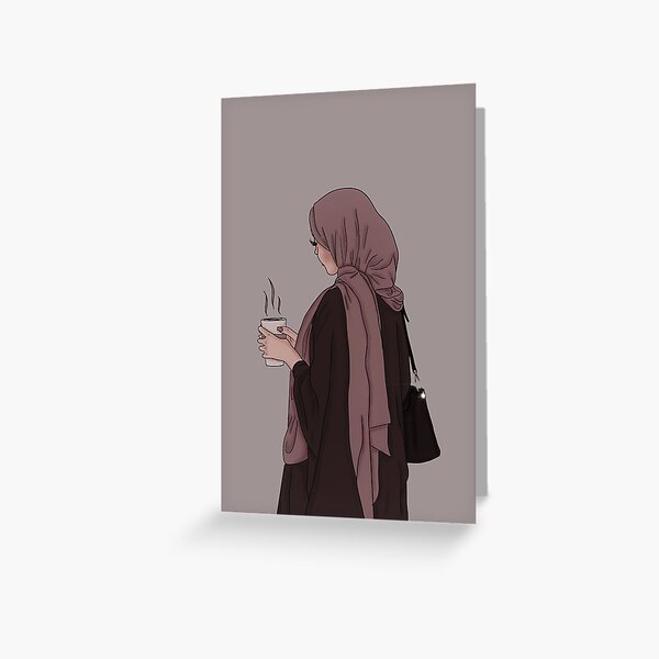 Item preview, Black hijabi girl with coffee designed and sold by WABEY.
