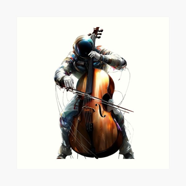 Colorful Cellist Astronaut playing on the cello