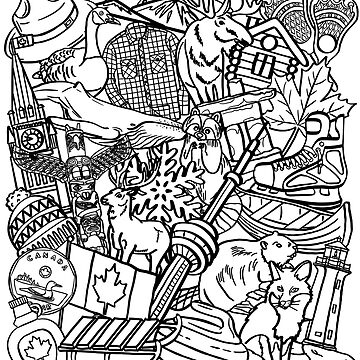 Artwork thumbnail, Oh Canada | Black Outline by chuchucolouring
