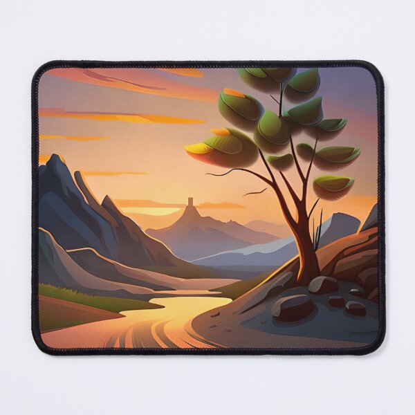 Item preview, A Joshua tree with a sunset by the river in cartoon style designed and sold by Dorkkens.