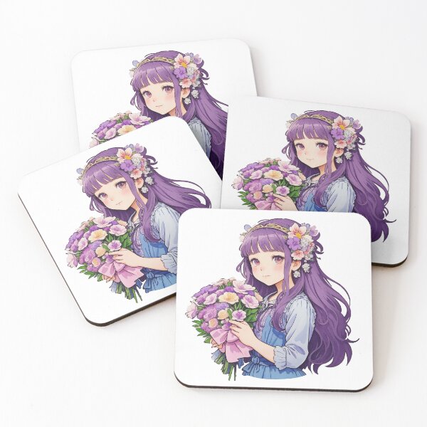 Item preview, violet cute girl with  flower designed and sold by Ayothaya.