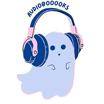 Artwork thumbnail, audiobooooks - cute blue ghost listening to an audiobook by catdiasart