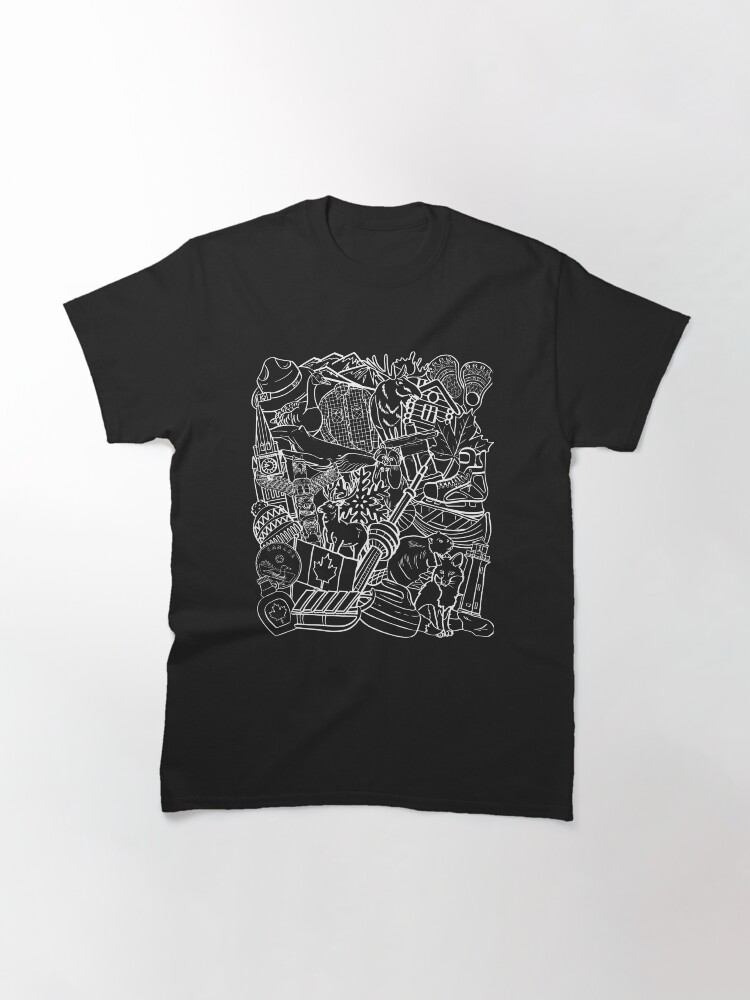 Thumbnail 3 of 7, Classic T-Shirt, Oh Canada | White Outline designed and sold by chuchucolouring.
