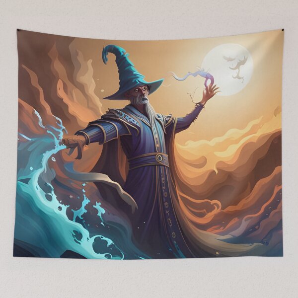 Item preview, Mystic Conjuror: Colourful Lich Wizard Unleashing Elemental Power designed and sold by Arc1.