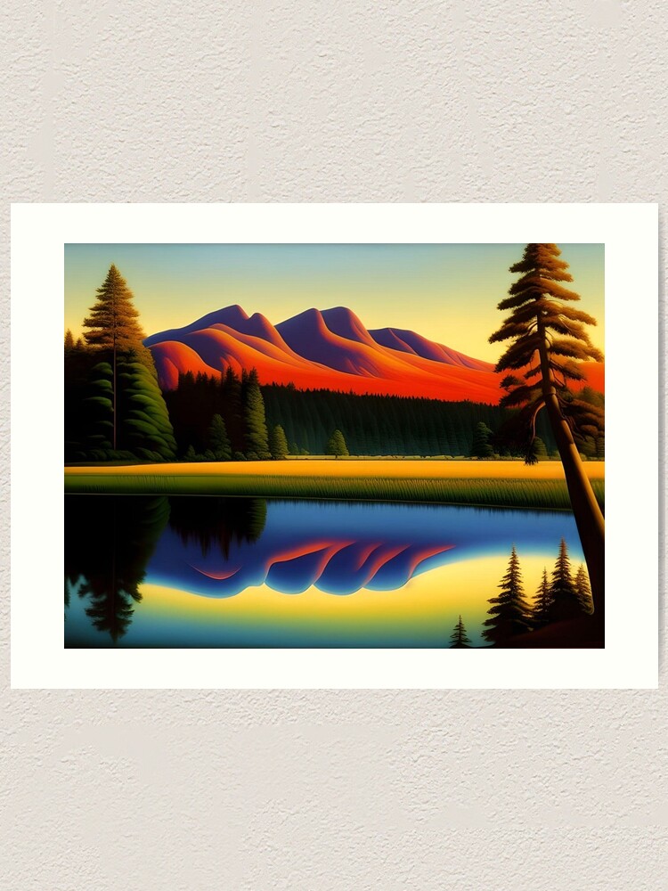 Twilight Evergreens Landscape online Painting