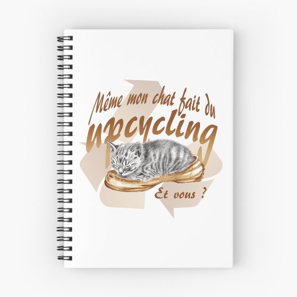 Item preview, Sleeping kitten in old shoe - graphite version, Upcycling text in brown colorized French designed and sold by SylvieG18.