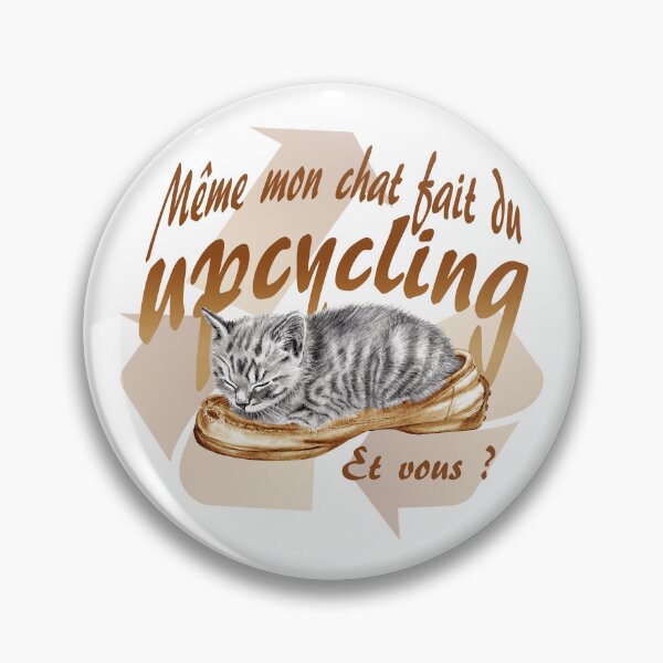 Item preview, Sleeping kitten in old shoe - graphite version, Upcycling text in brown colorized French designed and sold by SylvieG18.