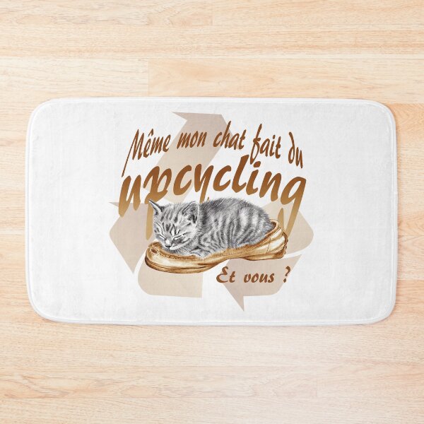 Item preview, Sleeping kitten in old shoe - graphite version, Upcycling text in brown colorized French designed and sold by SylvieG18.
