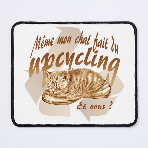 Item preview, Sleeping kitten in old shoe - brown colorized version, Upcycling text in French. designed and sold by SylvieG18.